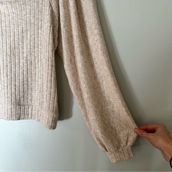 Michael Stars Polly Square Neck Knit Top Oatmeal/Cream Size XS - Picture 4 of 11